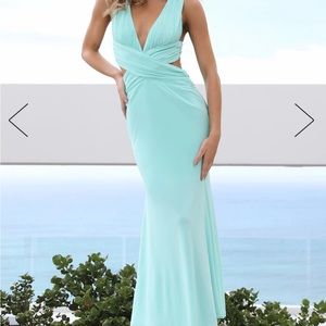 Cute cutout aquamarine dress. Great for a beach wedding